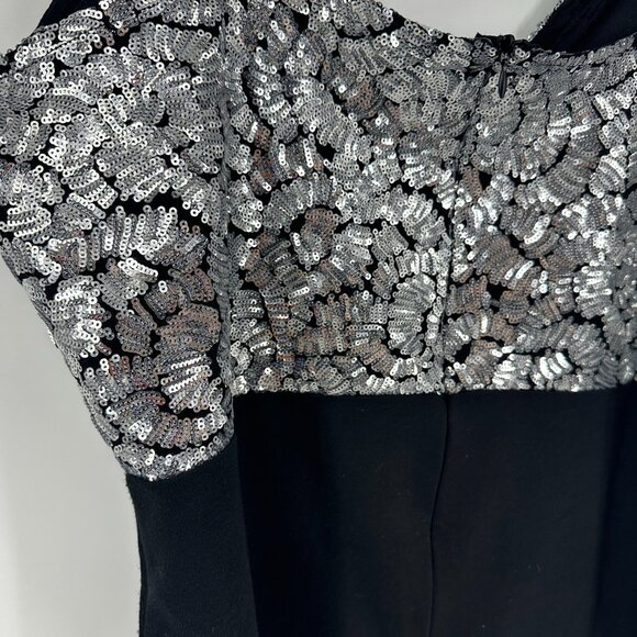 boohoo plus size 14 wrap tank top bodysuit in black and silver sequins - Picture 5 of 9